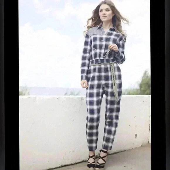 & Other Stories Blue Checkered Jumpsuit NEW - Picture 3 of 5